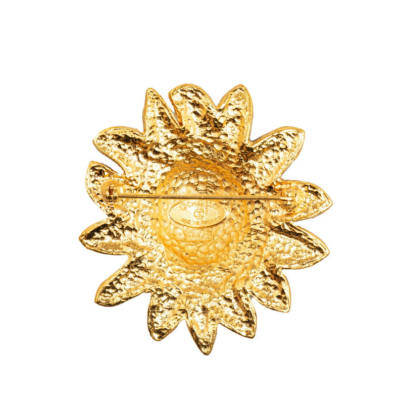 Chanel Lion Sun Motif Brooch Gold Plated