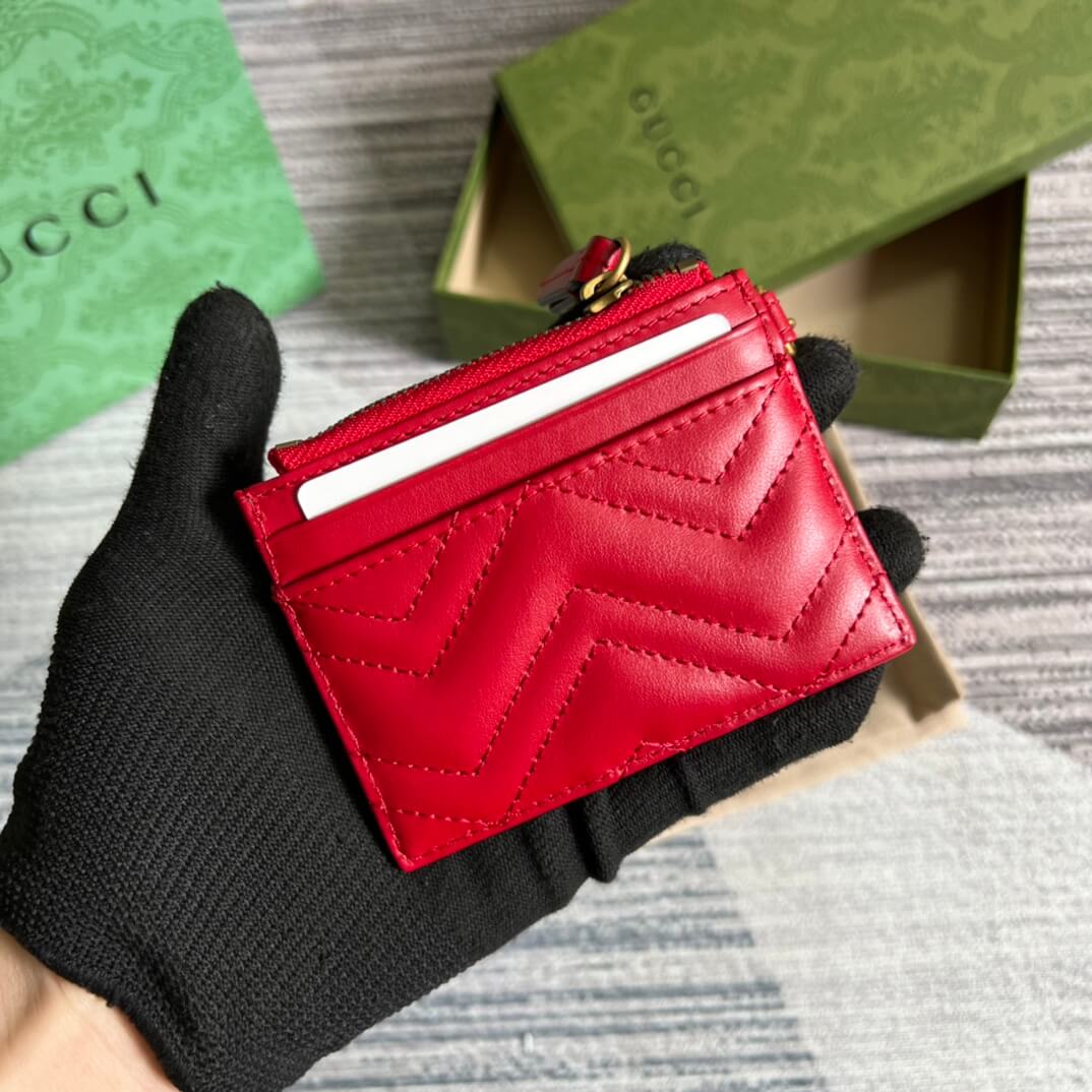 GG 627064 Marmont wallet 10cm red COWHIDE