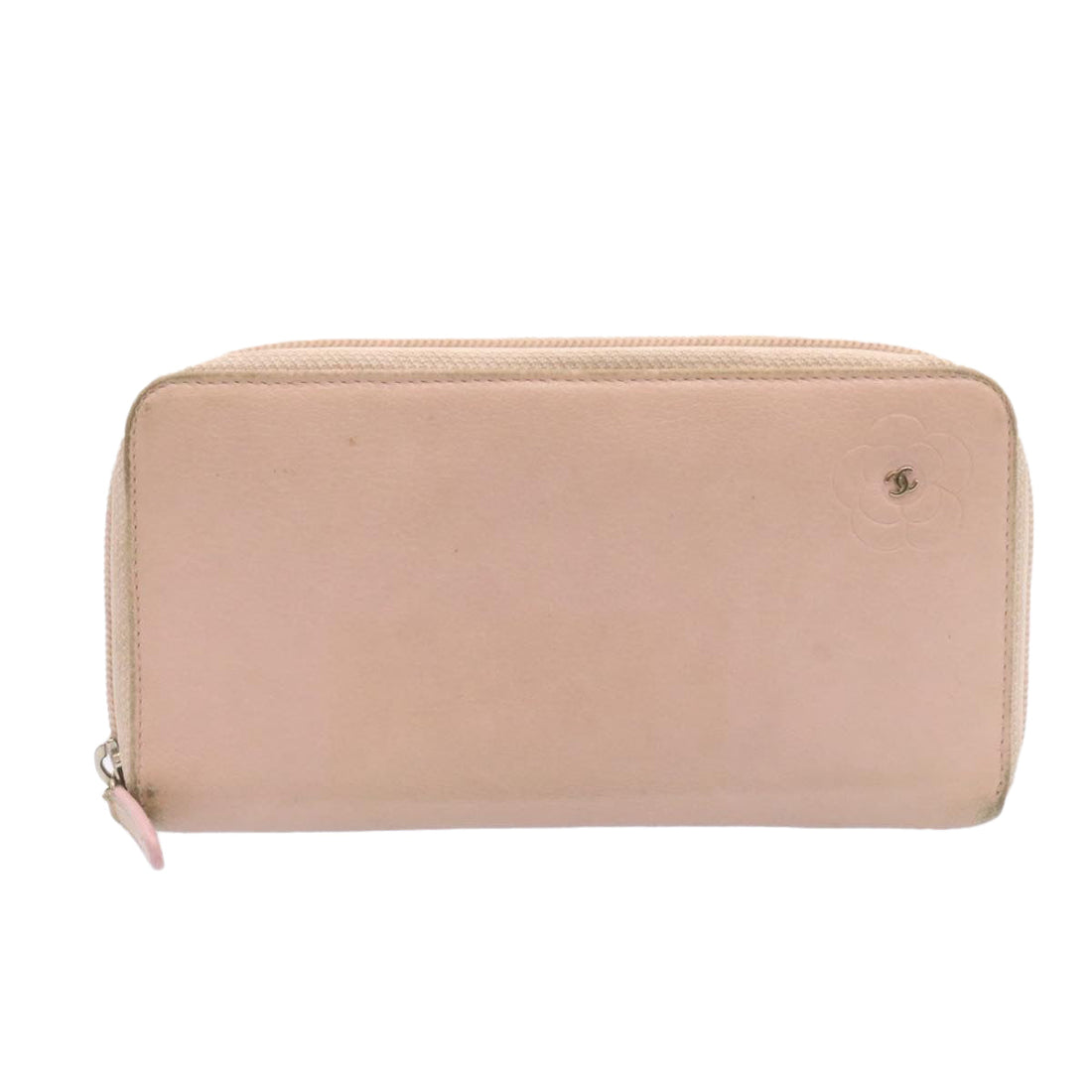 Top Quality Chanel Camelia Zip Around Wallet Leather Pink CC Auth am1797g