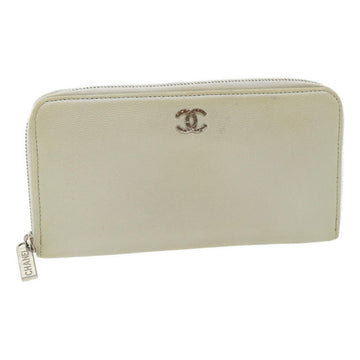 Top Quality Chanel Caviar Skin Long Wallet Leather Silver CC Auth am2797g