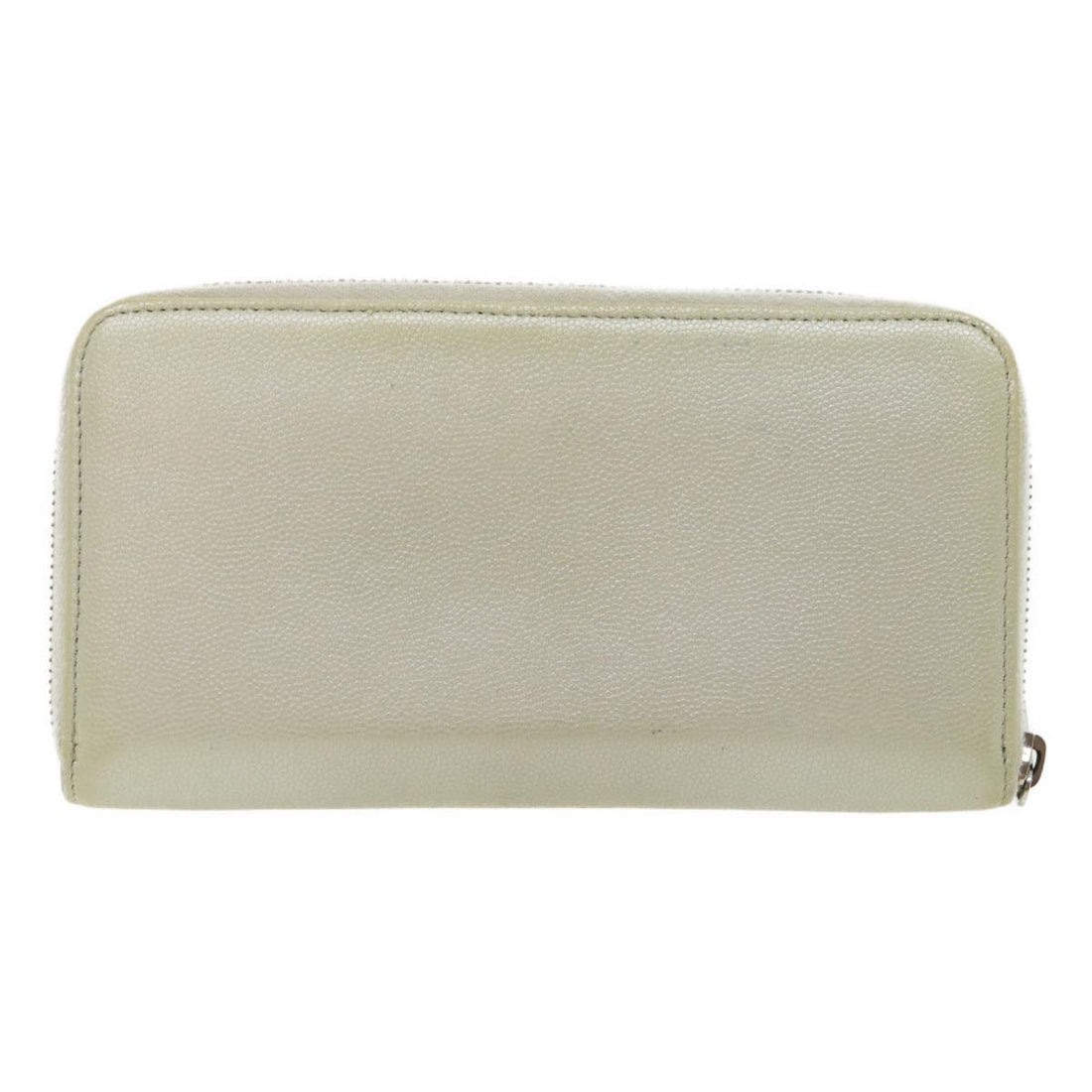 Top Quality Chanel Caviar Skin Long Wallet Leather Silver CC Auth am2797g