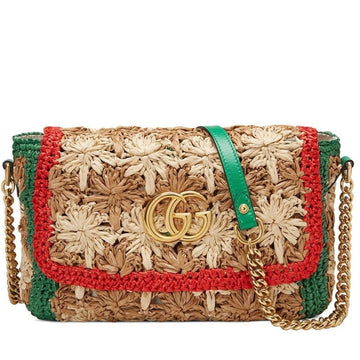 Small GG Marmont Raffia Shoulder Bag