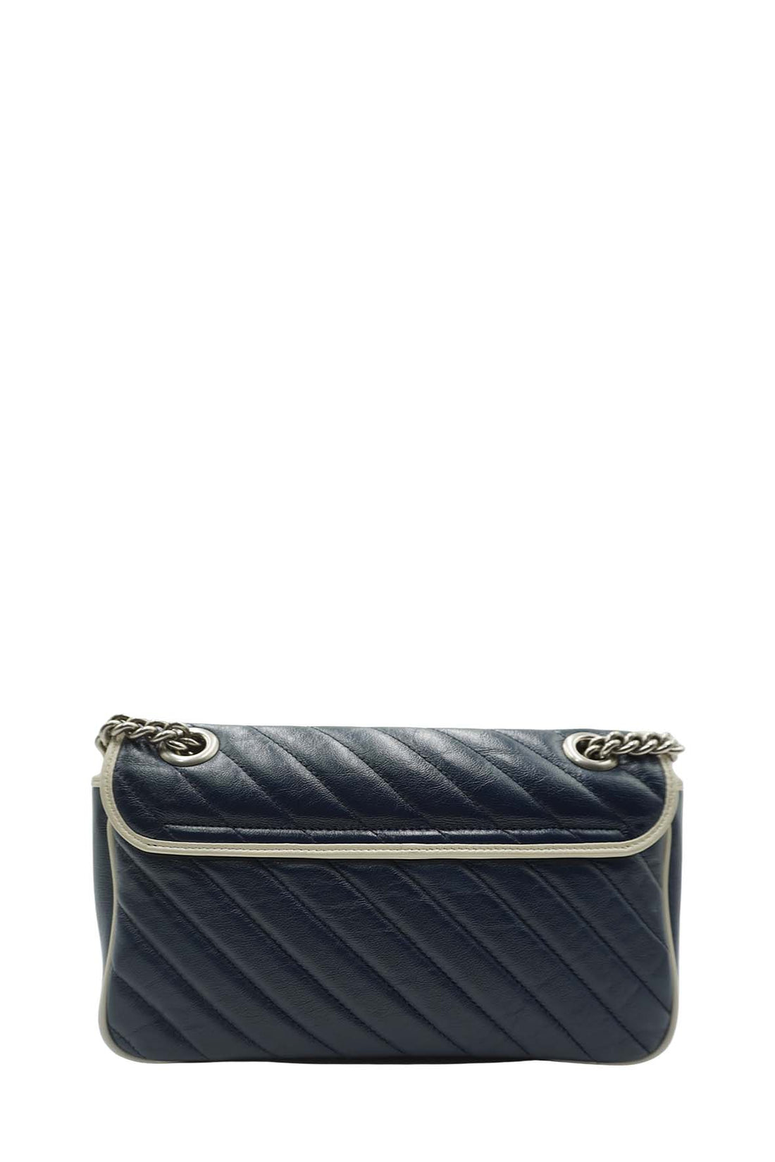 GG Marmont Small Matelasse Shoulder Bag Navy White Blue