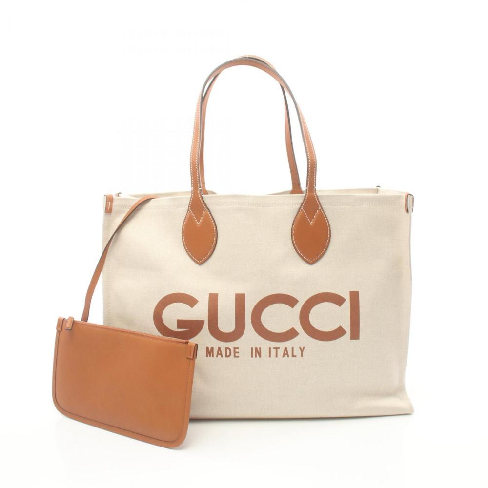 Beige Leather Gucci Tote