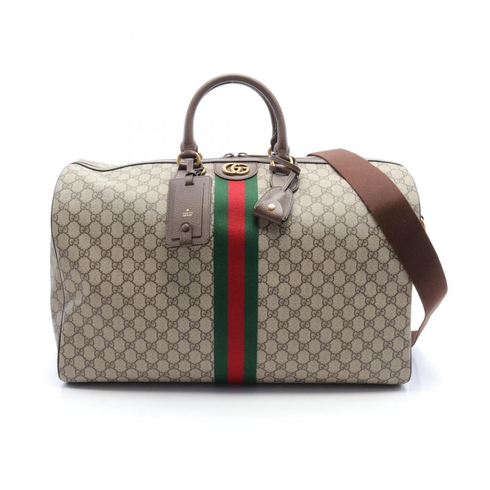 Beige Leather Gucci Boston Bag