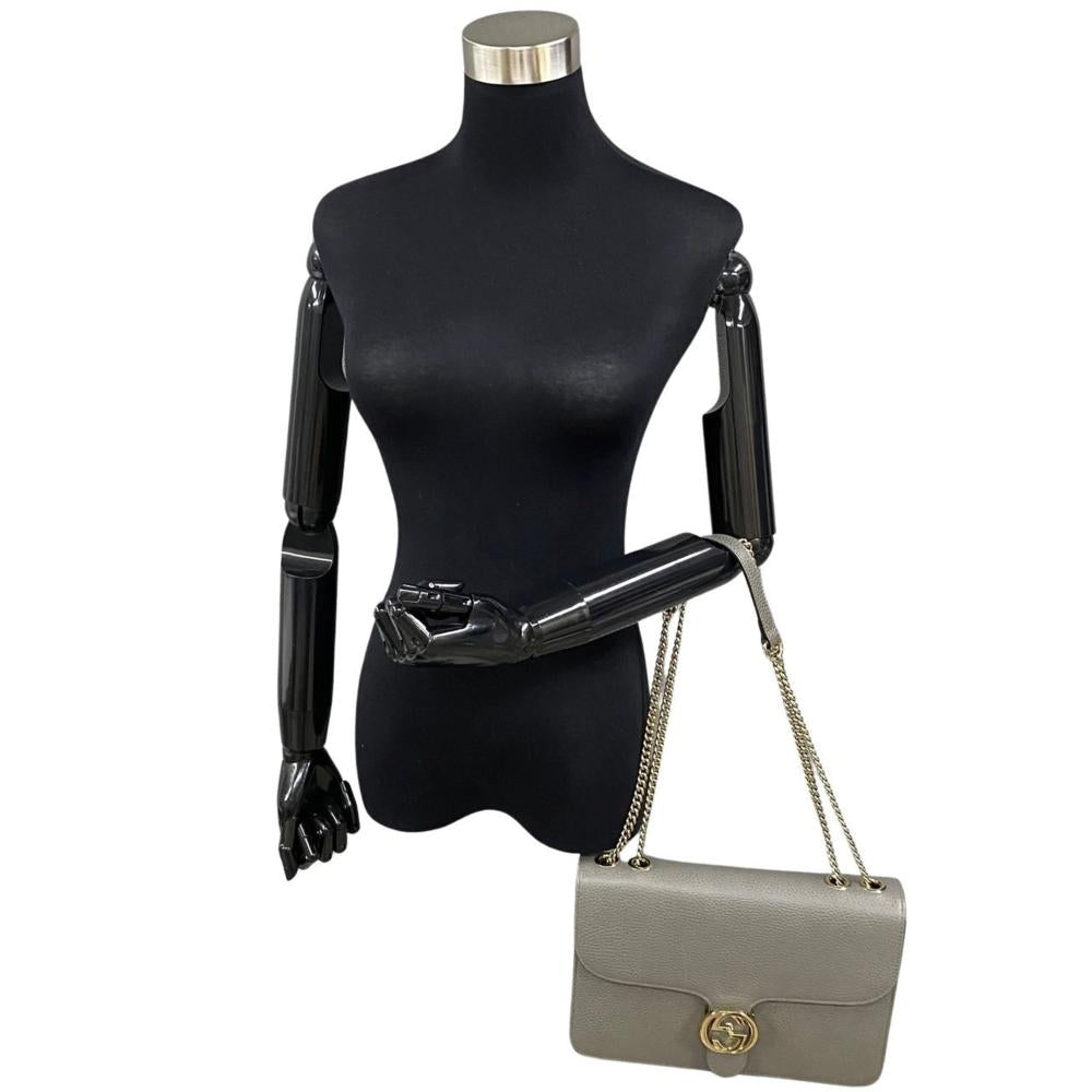 Beige Leather Gucci Shoulder Bag