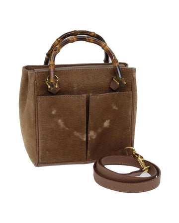 Beige Suede Gucci Bamboo