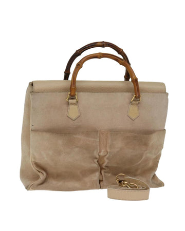 Beige Suede Gucci Bamboo