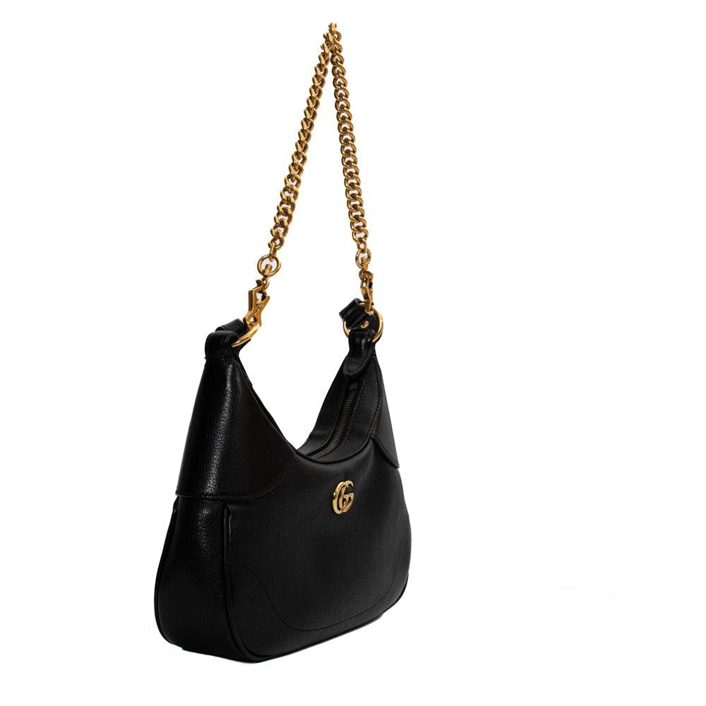 Black Leather Gucci Shoulder Bag