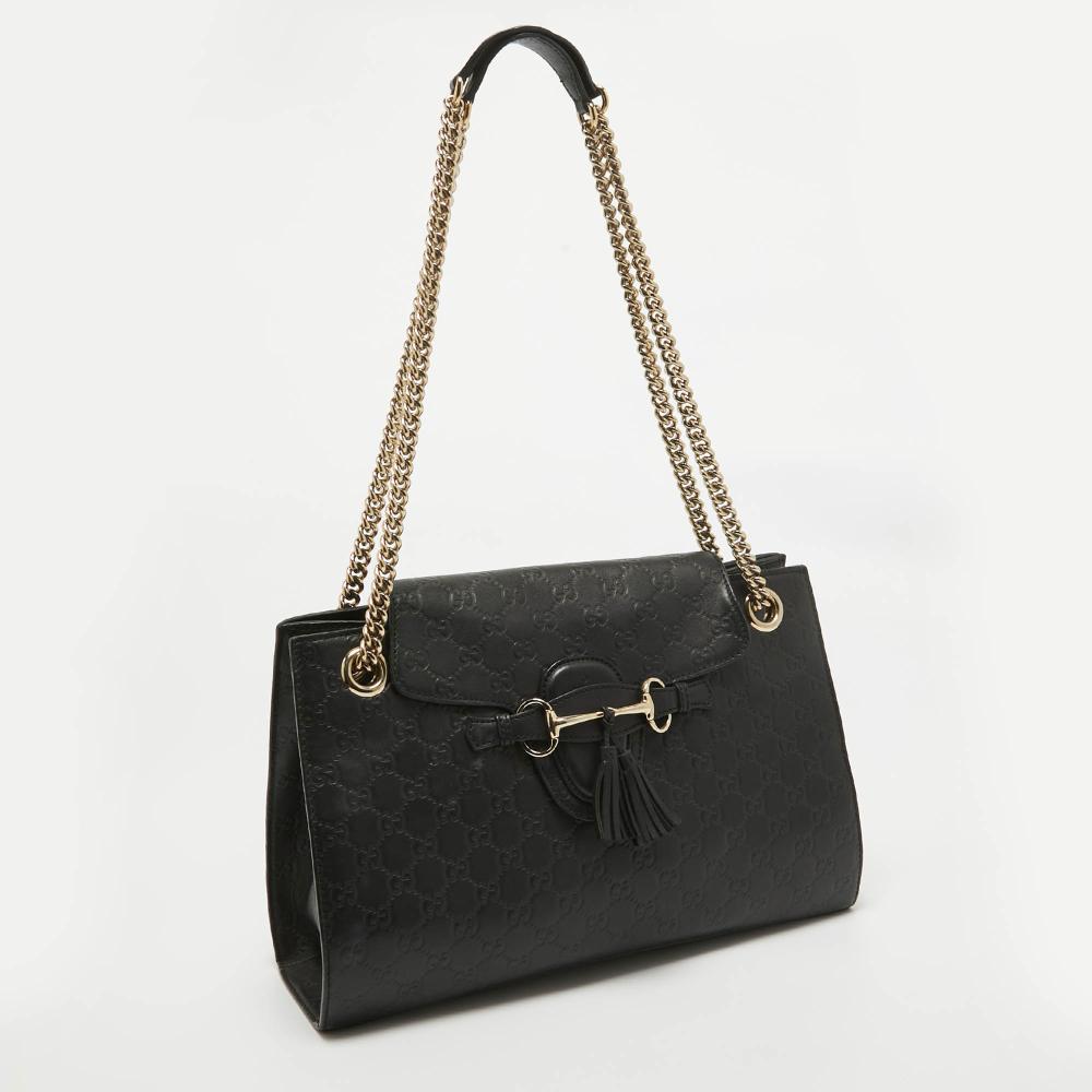 Black Leather Gucci Shoulder Bag