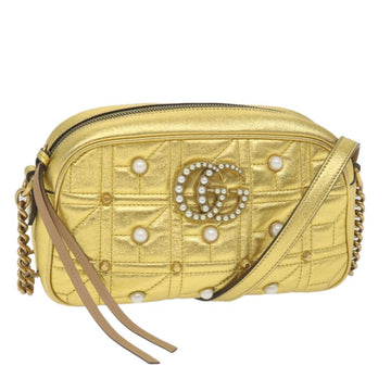 Gold Leather Gucci Shoulder Bag