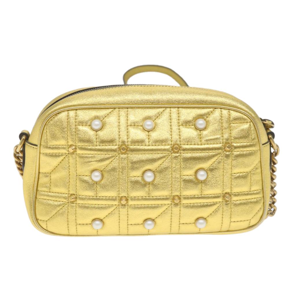 Gold Leather Gucci Shoulder Bag