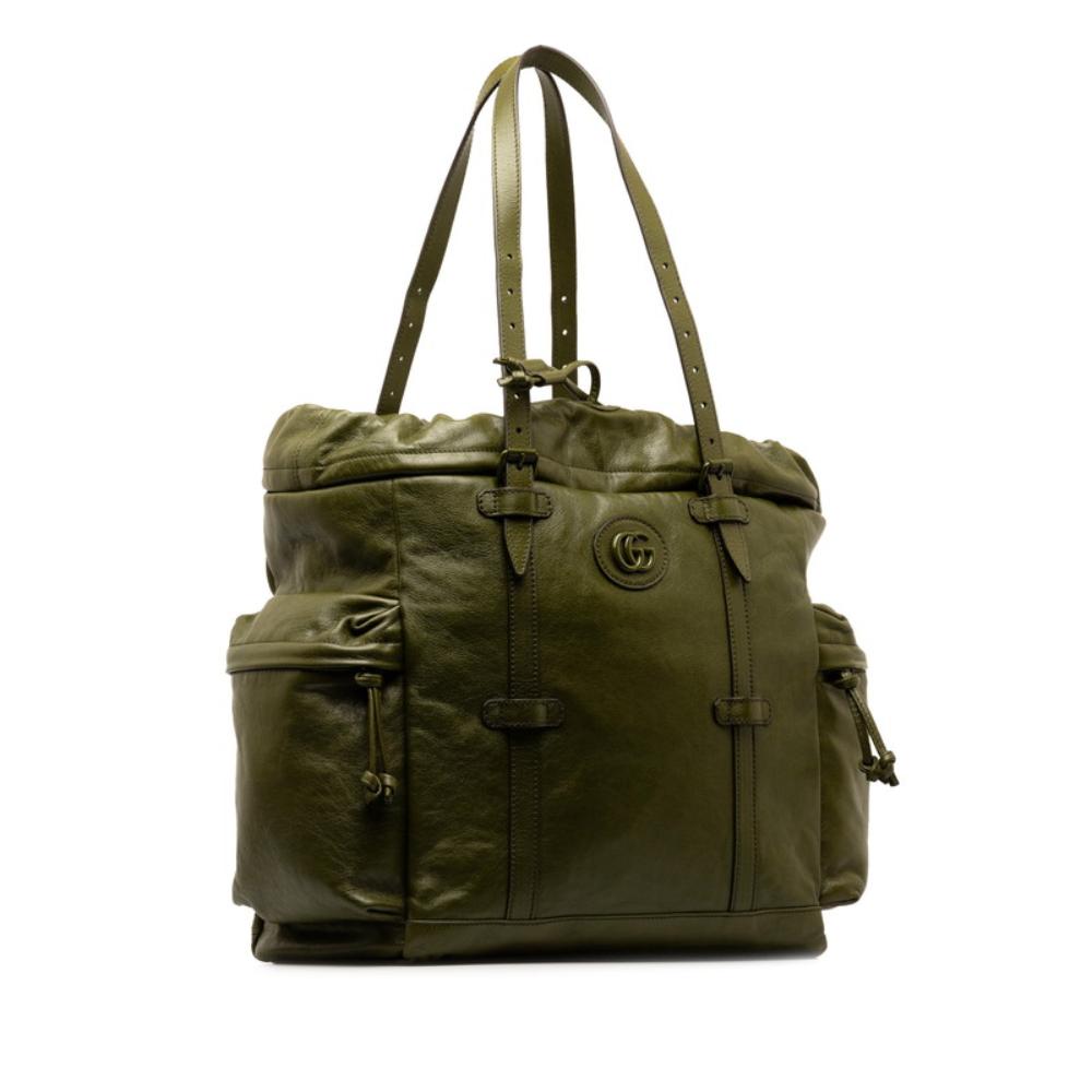 Green Leather Gucci Tote