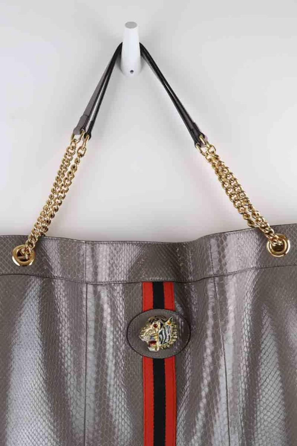 Grey Leather Gucci Tote