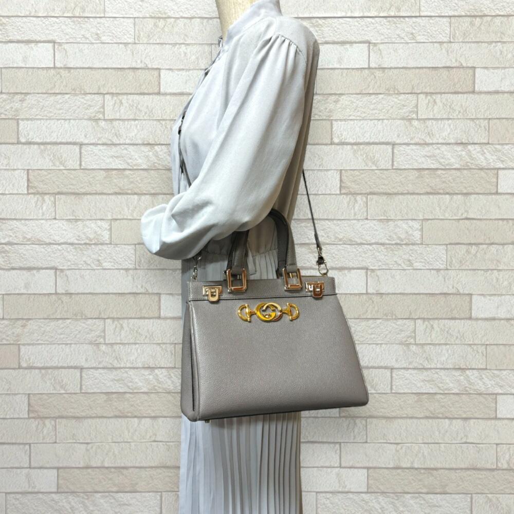 Grey Leather Gucci Zumi