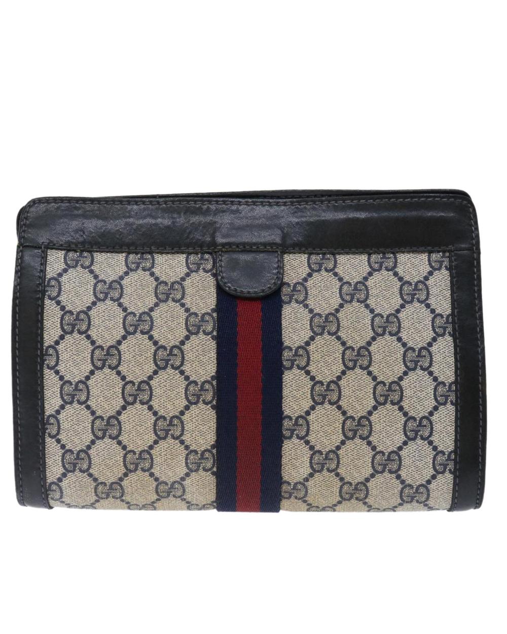 Navy Canvas Gucci Clutch