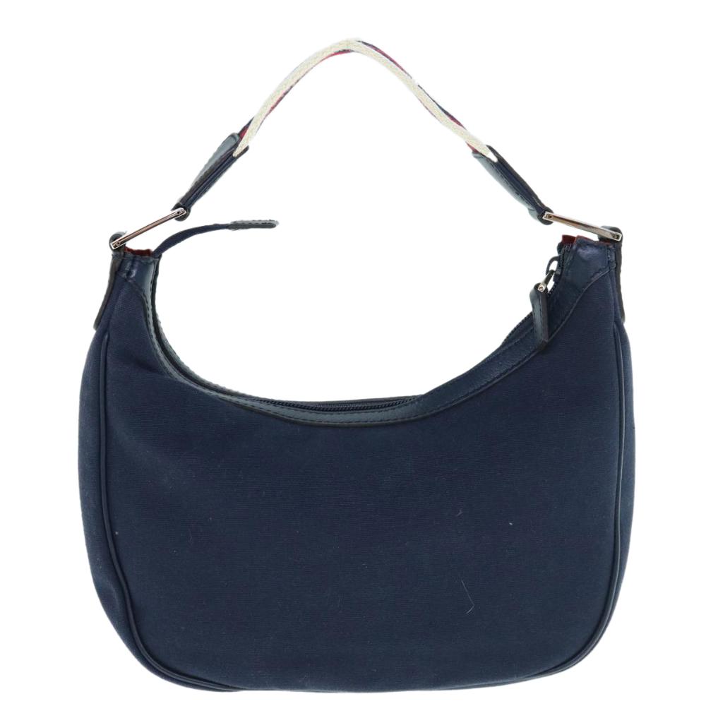 Navy Canvas Gucci Shoulder Bag