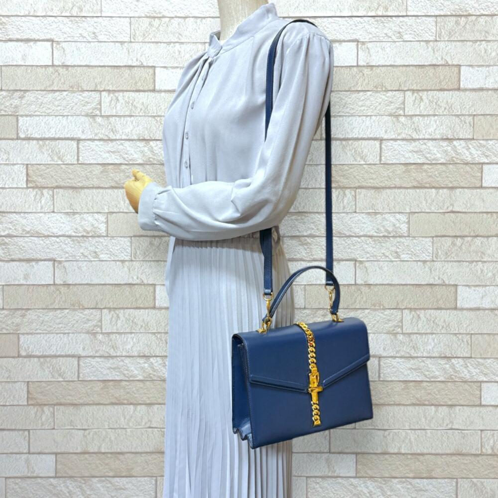 Navy Leather Gucci Sylvie