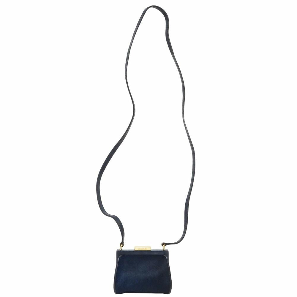 Navy Leather Gucci Shoulder Bag