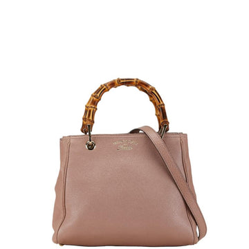 Pink Leather Gucci Bamboo