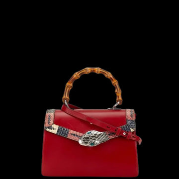 Red Leather Gucci Bamboo