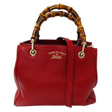 Red Leather Gucci Bamboo