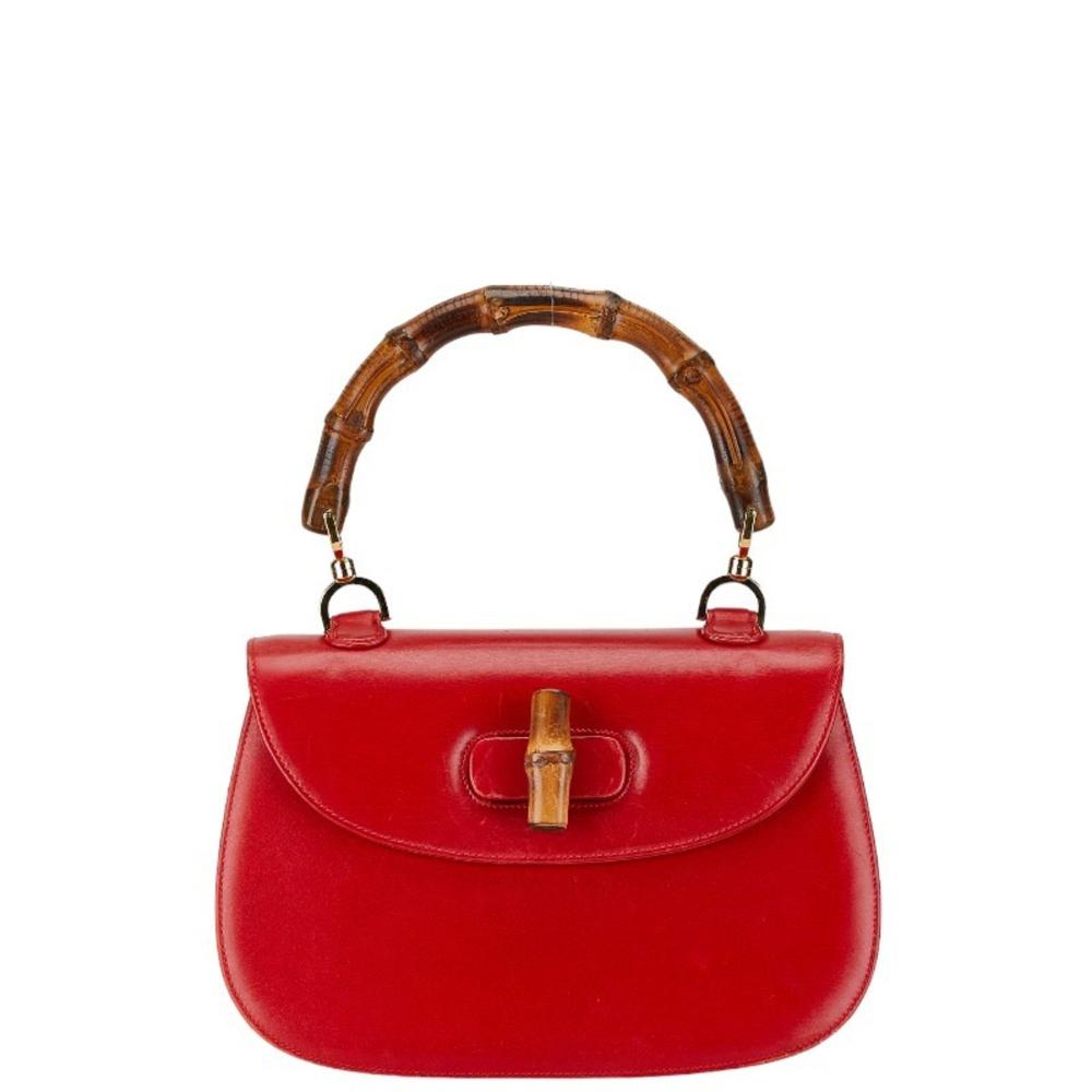 Red Leather Gucci Bamboo