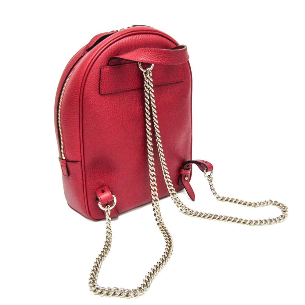 Red Leather Gucci Backpack