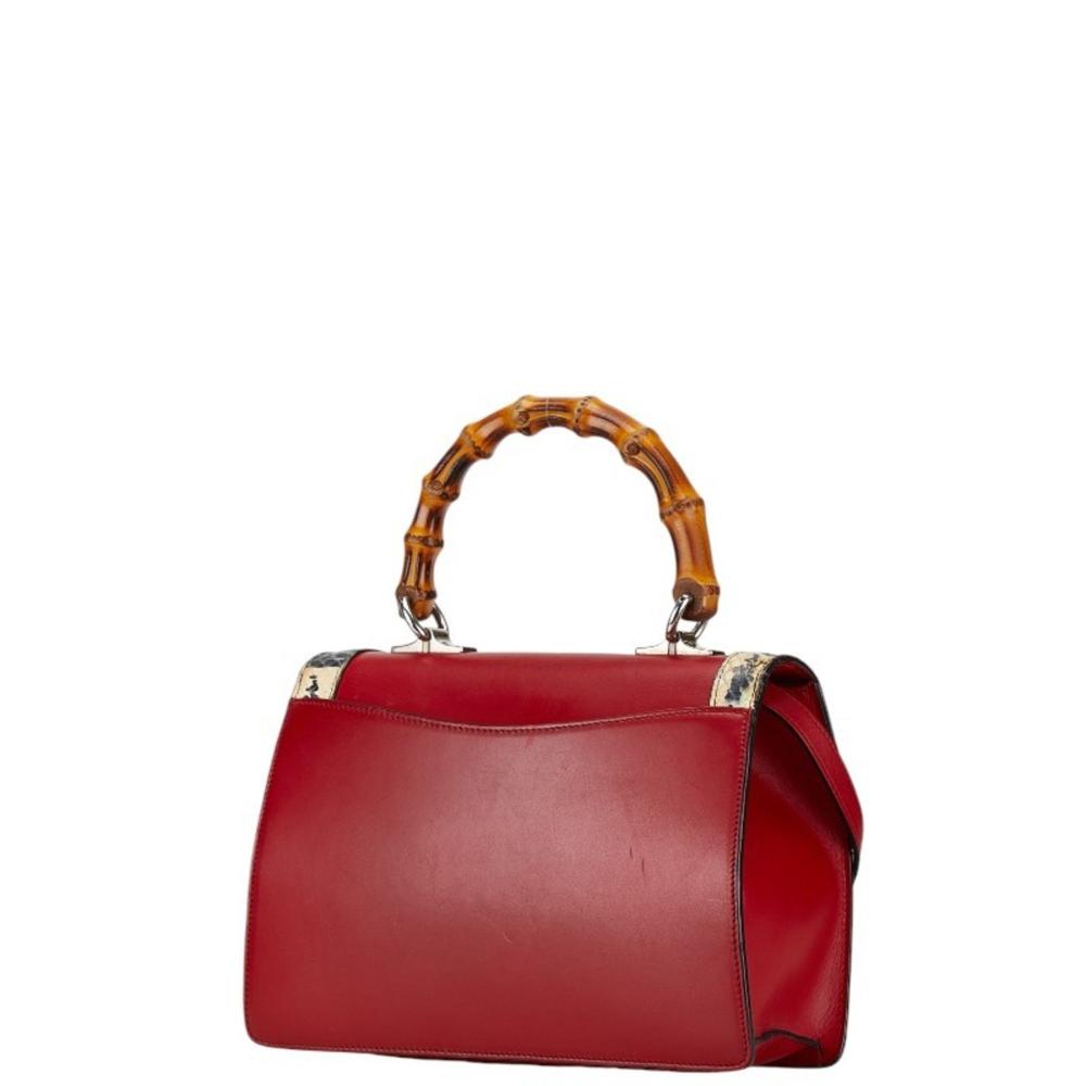 Red Leather Gucci Bamboo