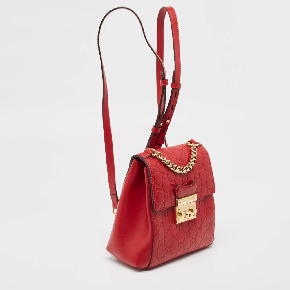 Red Leather Gucci Backpack
