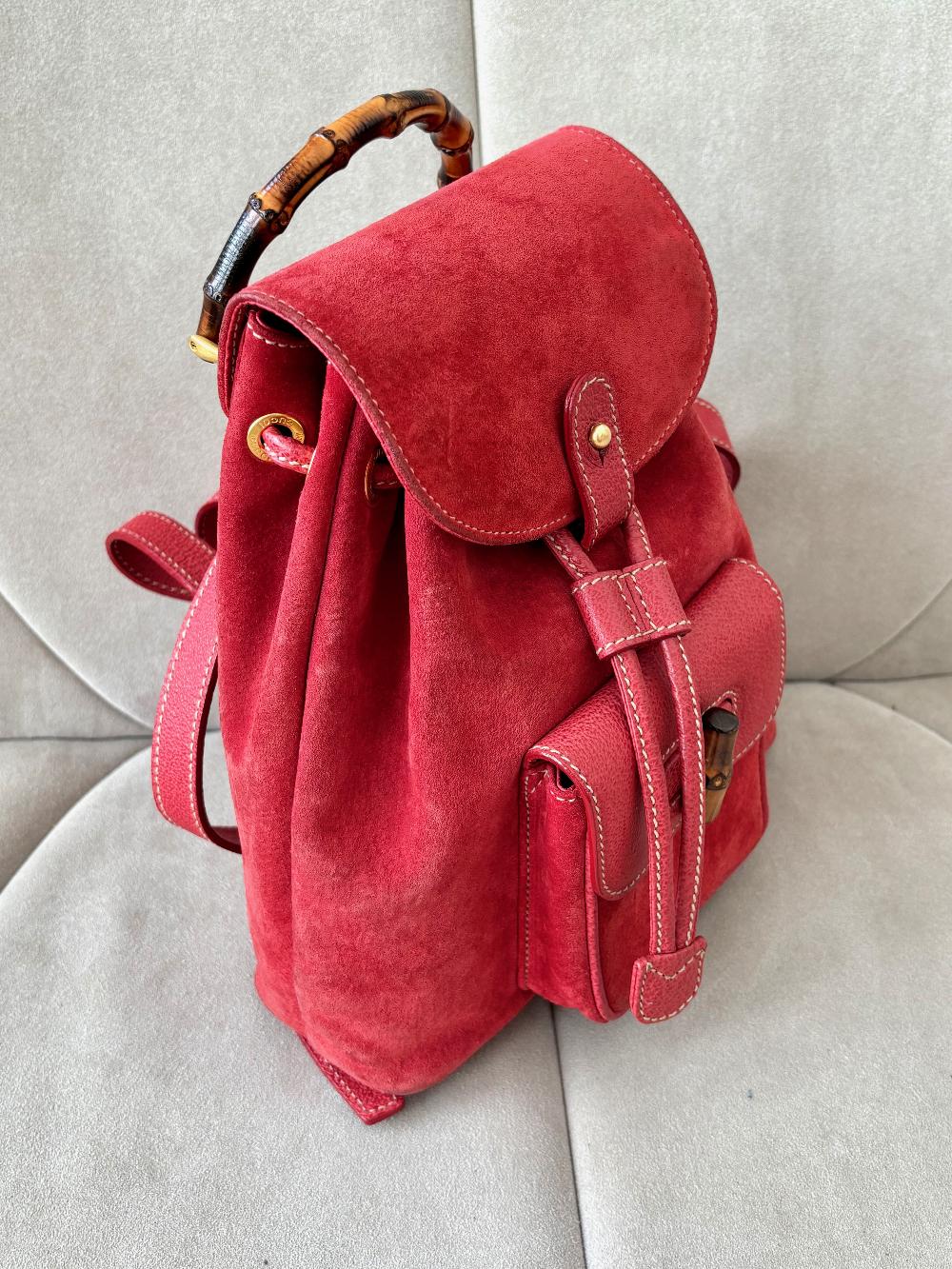 Red Leather Gucci Backpack