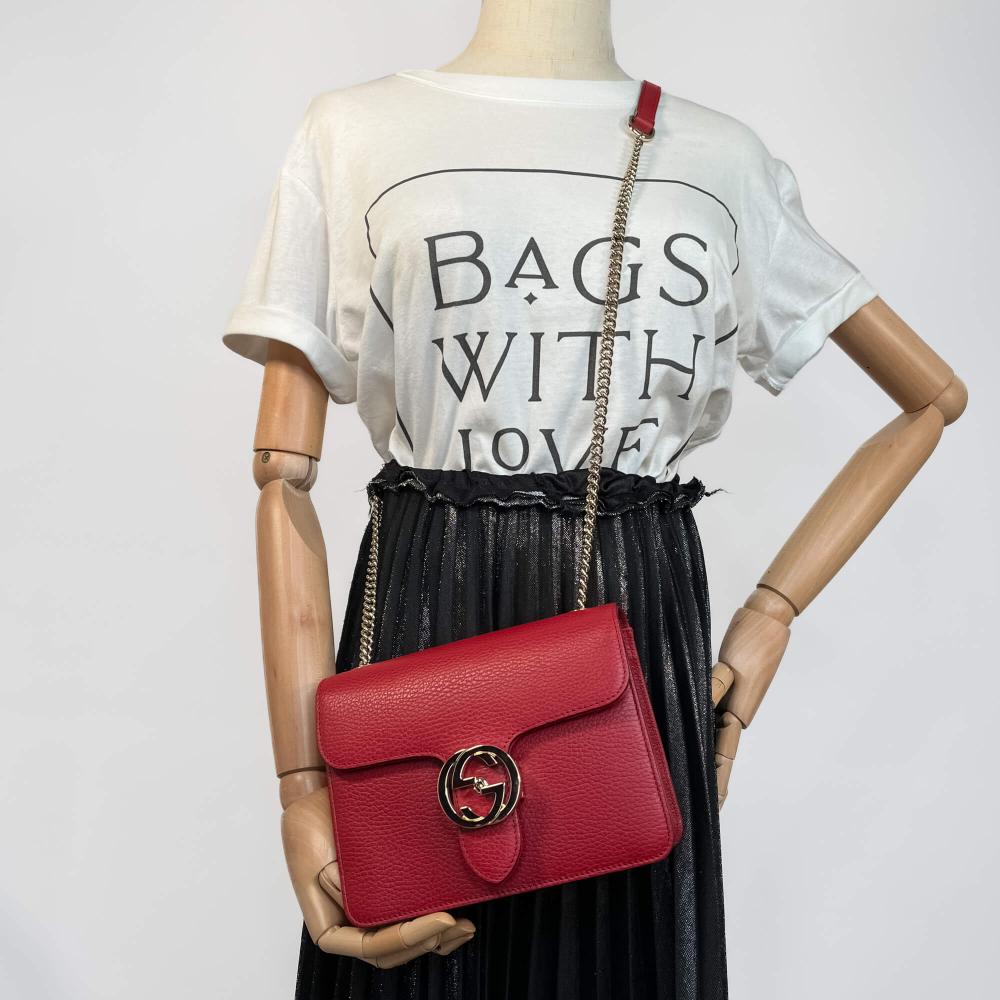 Red Leather Gucci Crossbody Bag