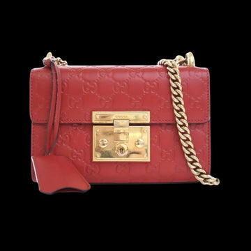 Red Leather Gucci Shoulder Bag