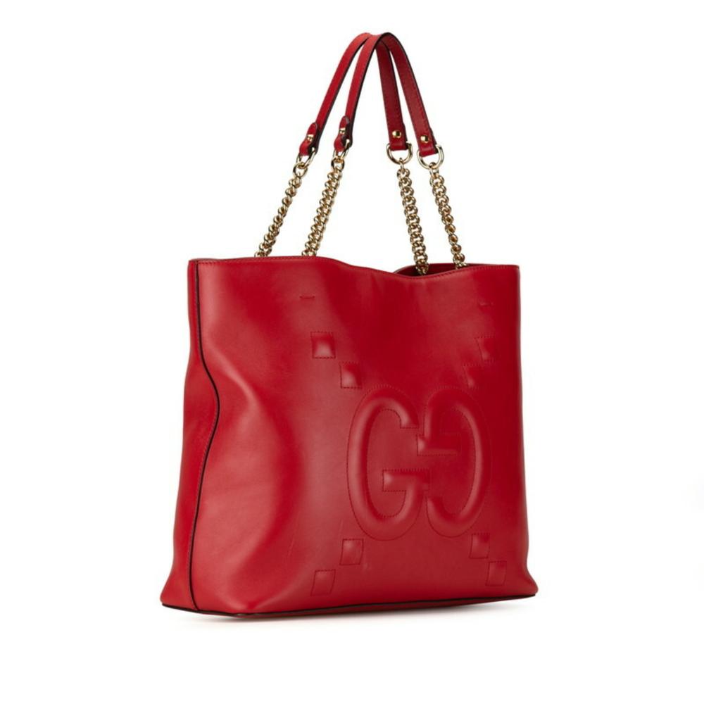 Red Leather Gucci Shoulder Bag