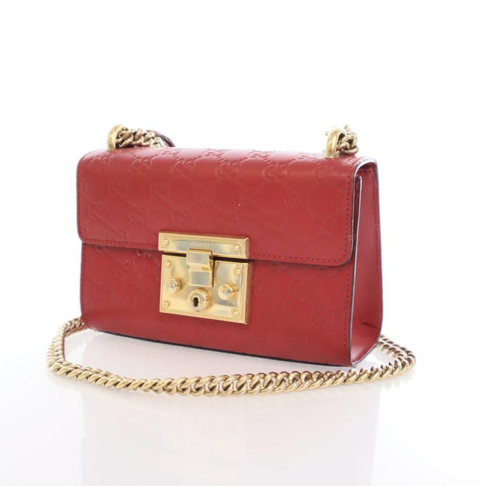 Red Leather Gucci Shoulder Bag