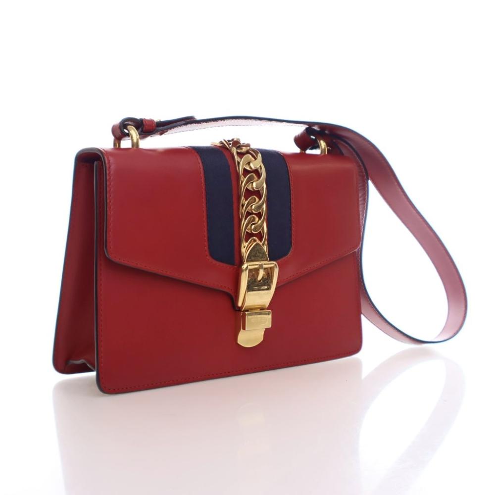 Red Leather Gucci Sylvie
