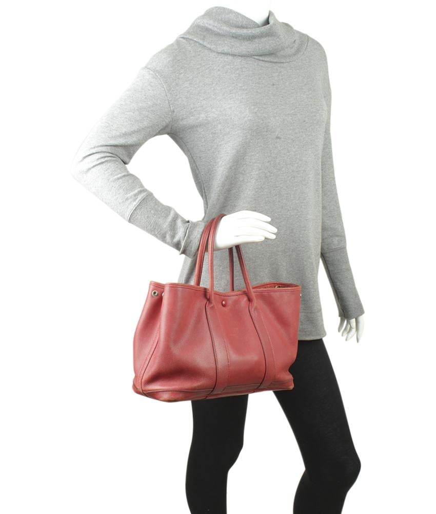 Hermes Garden Party TPM Red Leather Leather Tote Bag