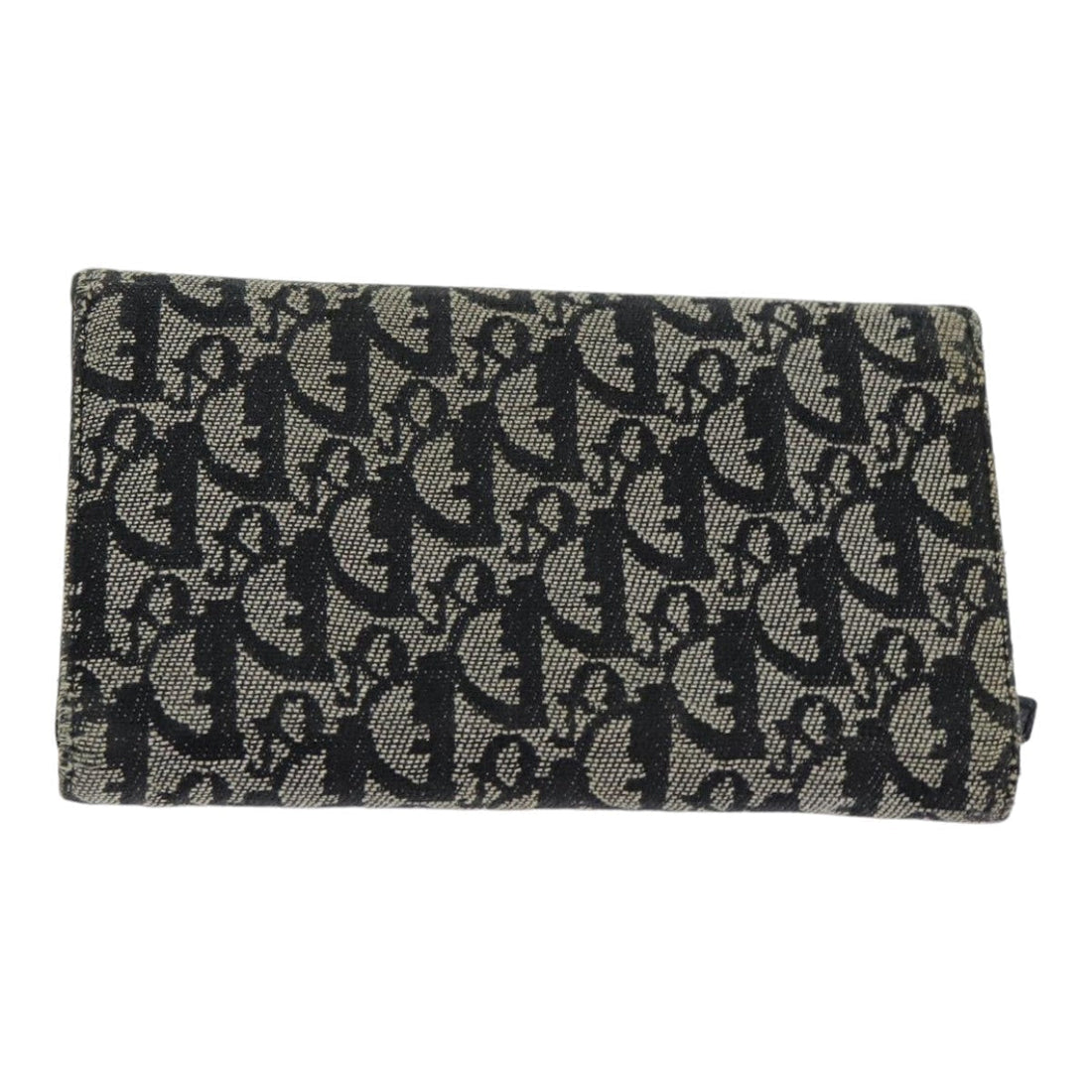 CHRISTIAN Top quality Dior Trotter Canvas Wallet Black Auth hk1508