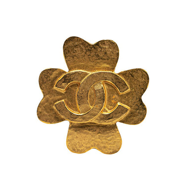 Top Quality Chanel  Coco Mark Flower Clover Brooch Gold Plated