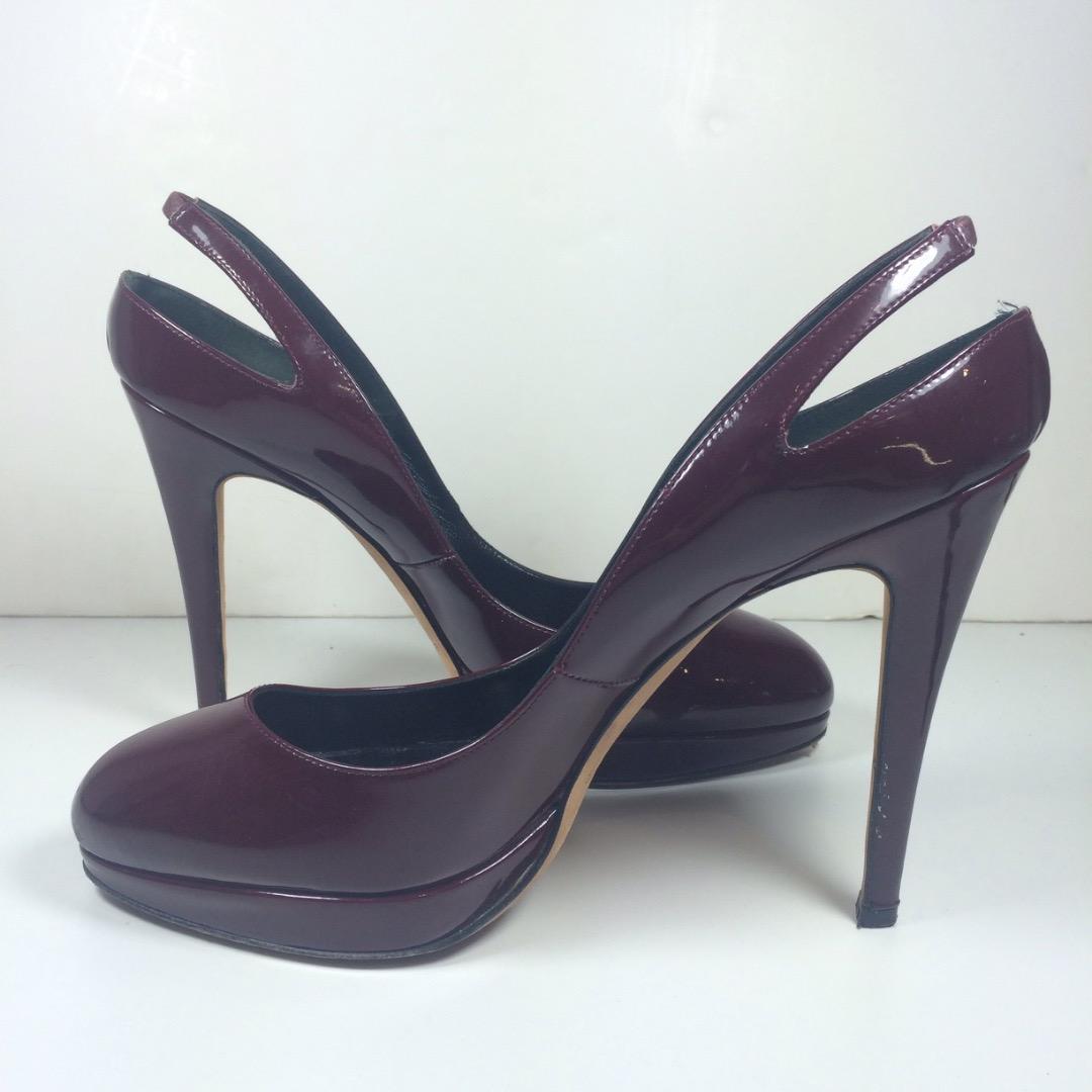 BRIAN ATWOOD Burgundy  Leather Pumps with Cut Out Slingback Size 8