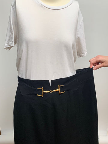 Celine black wool skirt with chain - L/XL - 1970s