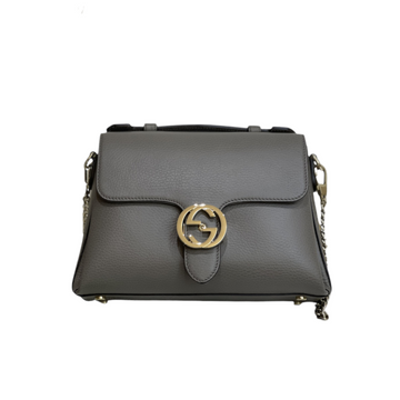 Gucci Interlocking GG CalBNkin Leather Grey LGHW