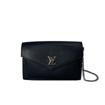 Louis-Vuitton Mylockme Chain Pochette Leather Black SHW