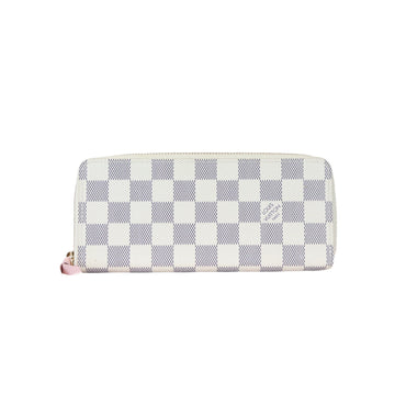Louis-Vuitton Clemence Wallet Damier Azure Canvas White GHW