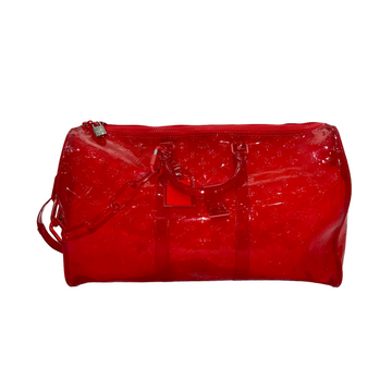 Louis-Vuitton Keepall Clear SS19 Virgil Abloh Bandouliere 50 Red PVC