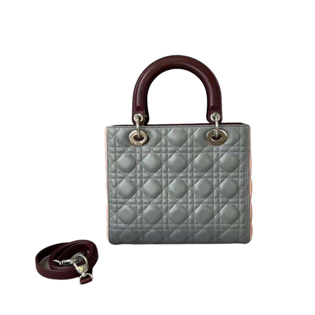 Medium Tri-Color Lady Dior Pink Grey Burgundy SHW