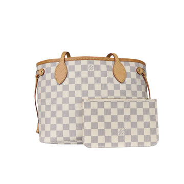 Louis-Vuitton Neverfull PM Damier Azure Canvas White GHW
