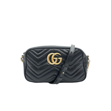 Gucci Small Marmont Leather Camera Black GHW