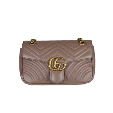 Gucci Small Marmont Matelassé Leather Beige GHW