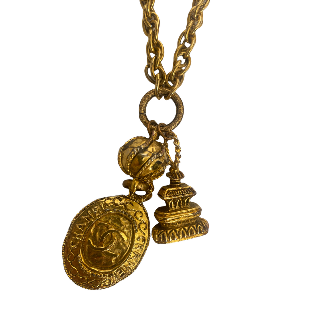 Chanel  chain long necklace with pendants  - 1990s